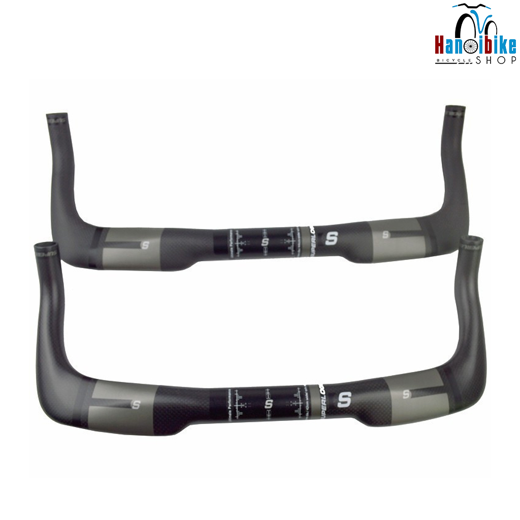 Ghi đông sừng trâu và tay nghỉ carbon superlogic sử dụng cho xe đạp Fixed Gear, Road