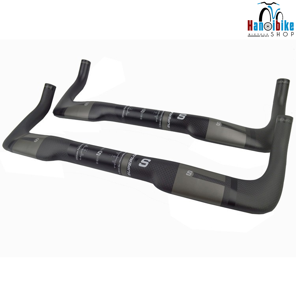 Ghi đông sừng trâu và tay nghỉ carbon superlogic sử dụng cho xe đạp Fixed Gear, Road