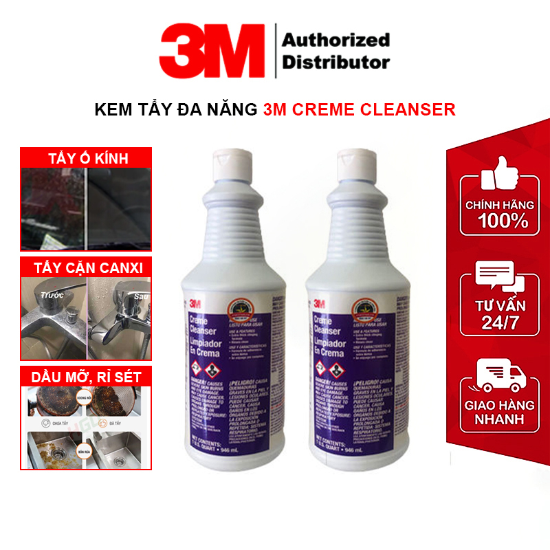 Dung dịch tẩy ố kính xe, vảy cá trên vách kính, tẩy rỉ sét inox, vệ sinh bồn tắm 3M 946ml