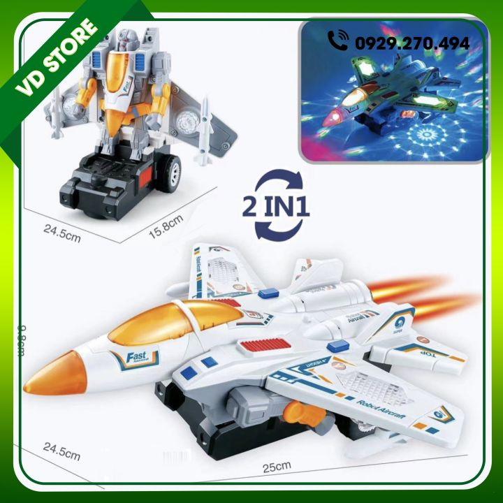 Đồ Chơi Máy Bay Chiến Đấu Biến Hình Robot Có Nhạc Và Đèn Cho Bé