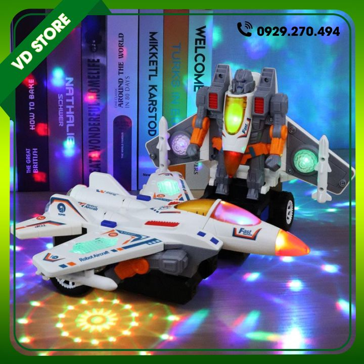 Đồ Chơi Máy Bay Chiến Đấu Biến Hình Robot Có Nhạc Và Đèn Cho Bé