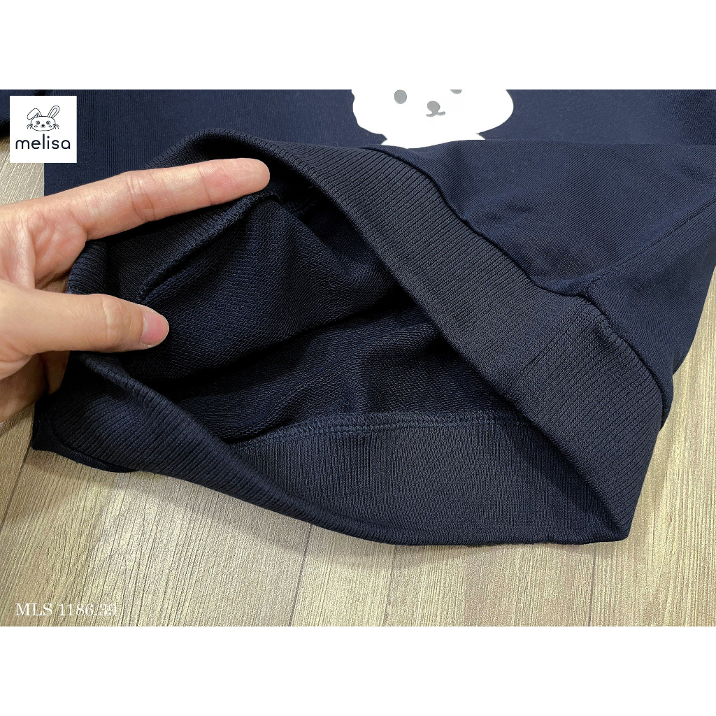 Bộ nỉ da cá Melisa hình thỏ xanh than quần xám