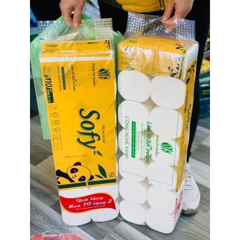 giấy vệ sinh sofy tặng thêm 2 cuộn 1 bịch giấy ăn