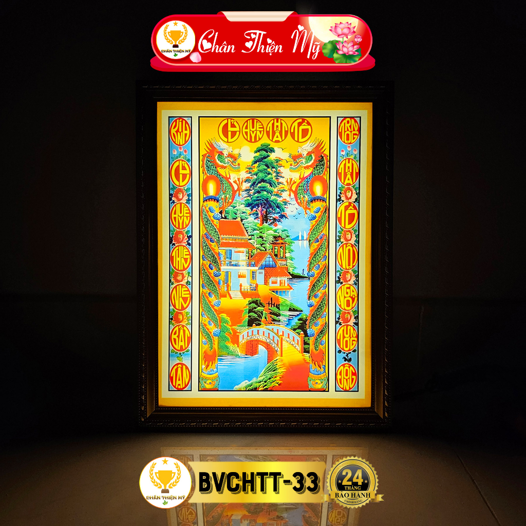 Bài Vị Cửu Huyền Thất Tổ In Tranh Trúc Chỉ CHÂN THIỆN MỸ, Trang Trí Bàn Thờ Gia Tiên BVCHTT-33