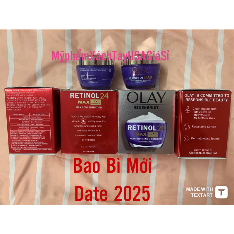 Kem dưỡng da ban đêm Olay Retinol 24 Max Night Hydrating Moisturizer 48g