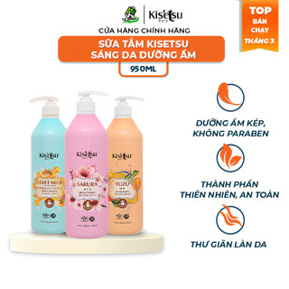 Sữa Tắm Dưỡng Ẩm Trắng Da Kisetsu Sữa Tắm Chống Lão Hóa 950ml (Anh Đào, Hồng, LiLy, Aloe Vera, Sữa Dê Ong Chúa, YuZu)