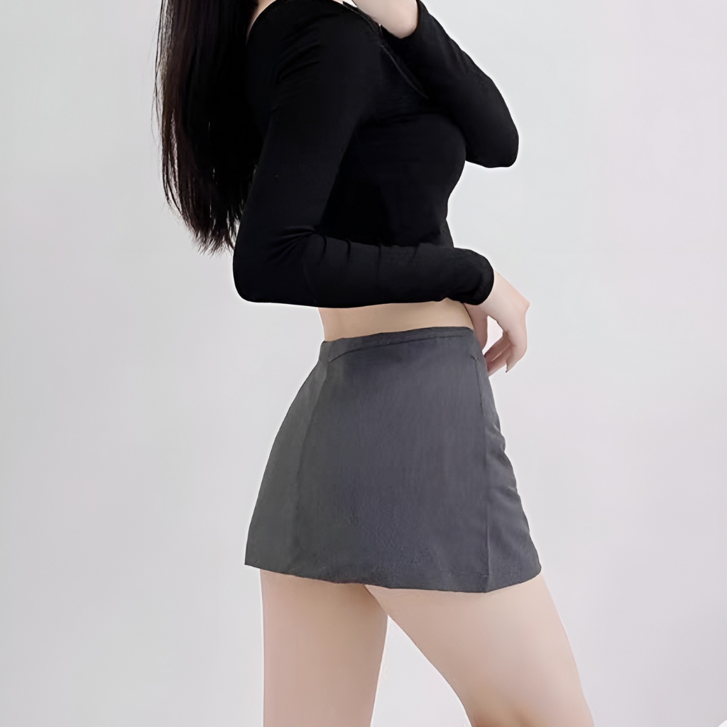 Chân váy Y2K kiểu cạp cao caro LALISA dáng ôm có lót quần, phong cách CV001