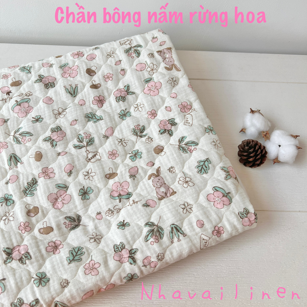 Vải chần bông 3 lớp cao cấp nhiều hoạ tiết xinh dành cho bé _ Nhà vải linen