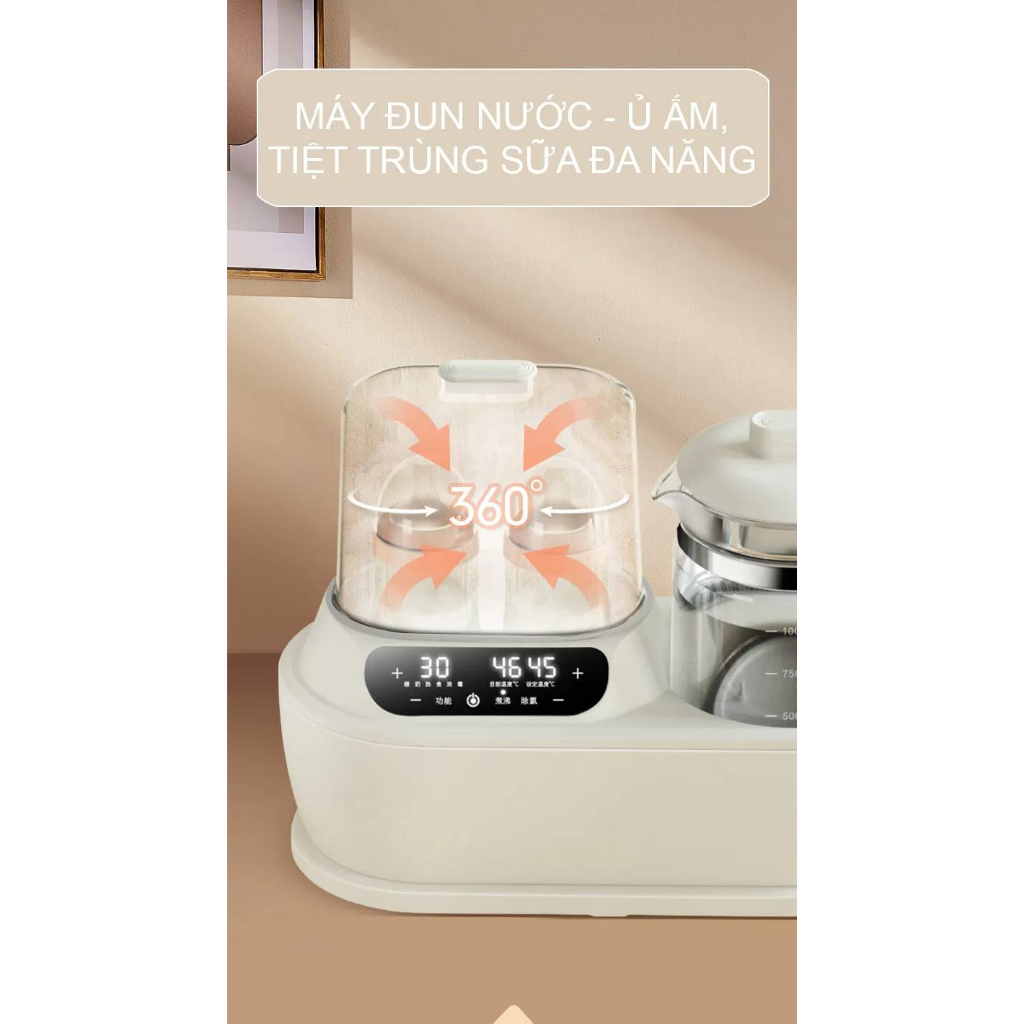 Máy Hâm Sữa Đa Năng 5 In 1 - Tiệt Trùng Vi Khuẩn 100% - Máy Đun Nước -Giữ Ấm Bình Sữa Máy hâm sữa