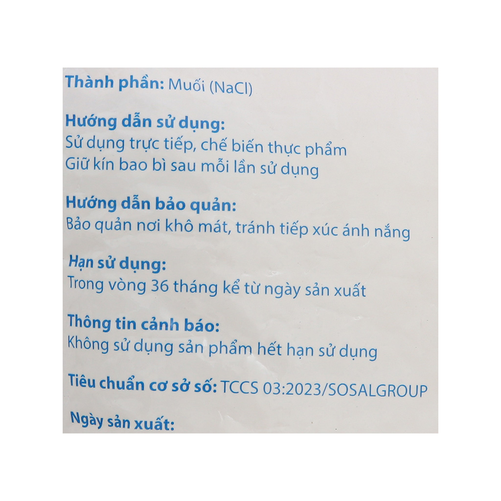 Muối hạt thiên nhiên Sosalco gói 1kg