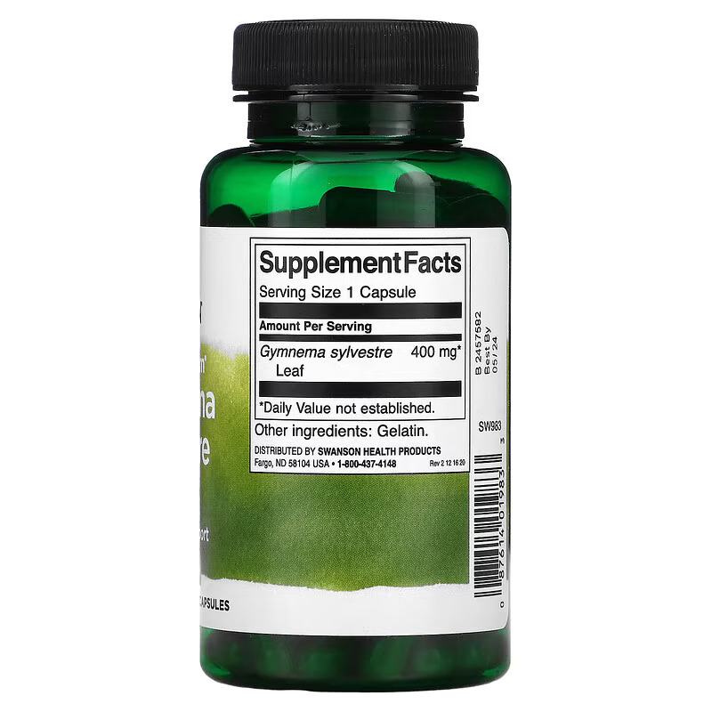 Viên uống hỗ trợ đường huyết Swanson Gymnema Sylvestre Leaf 400mg 100 viên