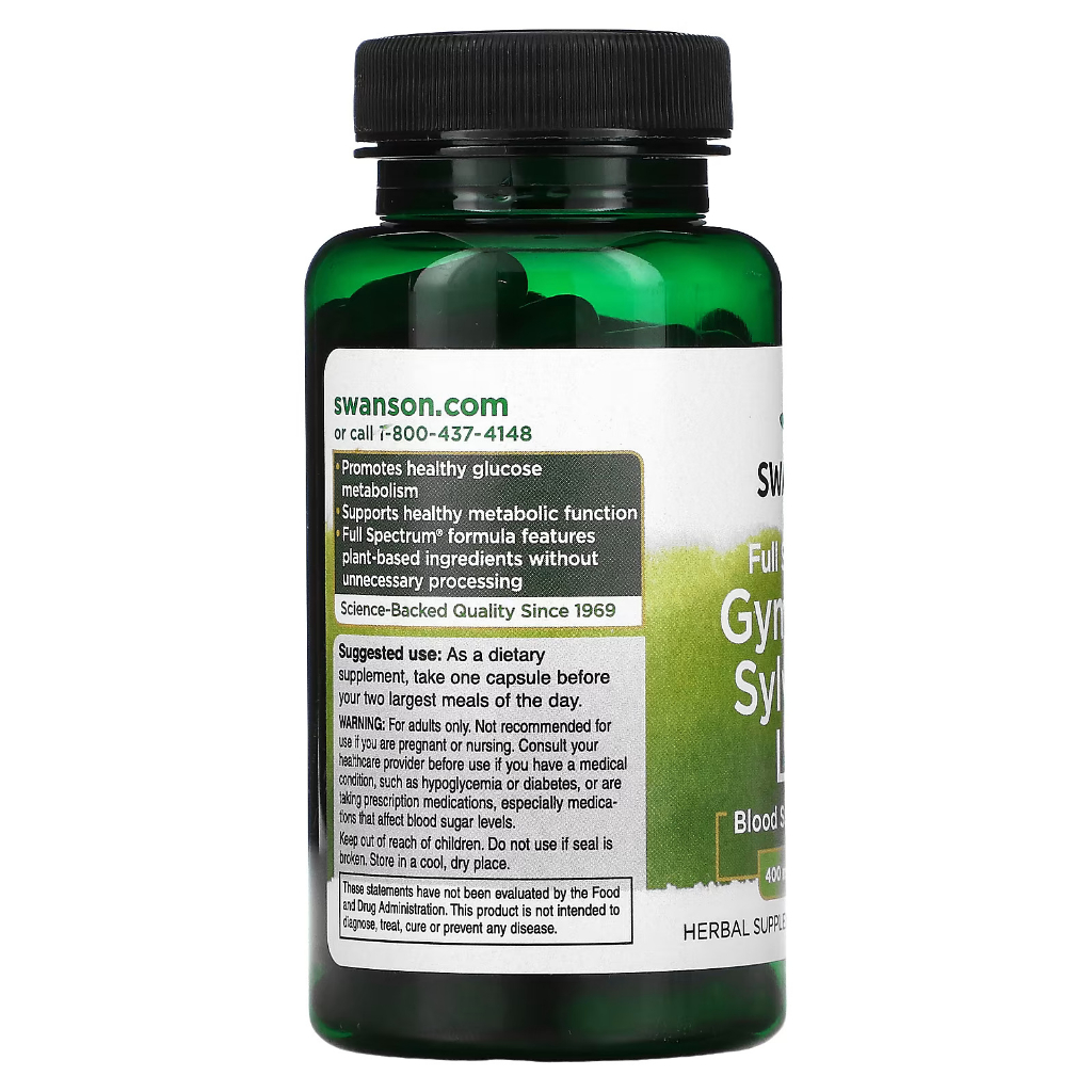 Viên uống hỗ trợ đường huyết Swanson Gymnema Sylvestre Leaf 400mg 100 viên