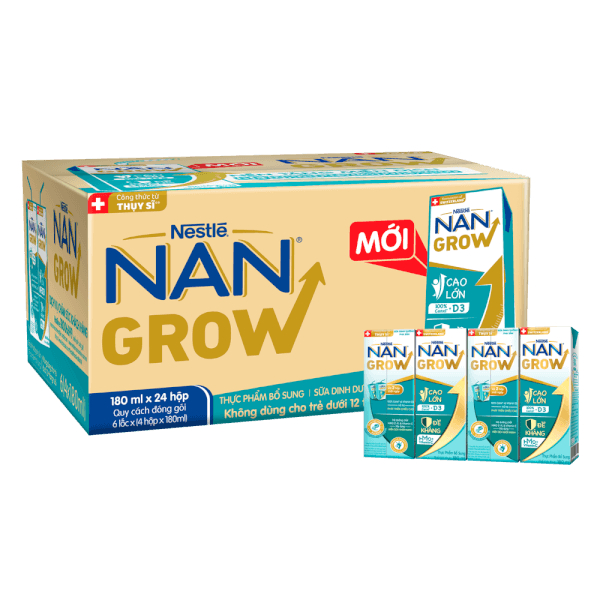 Lốc 4 hộp sữa nước pha sẵn Nestlé NANGROW 180ml