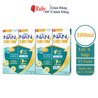 [Date T08/25] Lốc 4 hộp sữa nước pha sẵn Nestlé NAN GROW 180ml