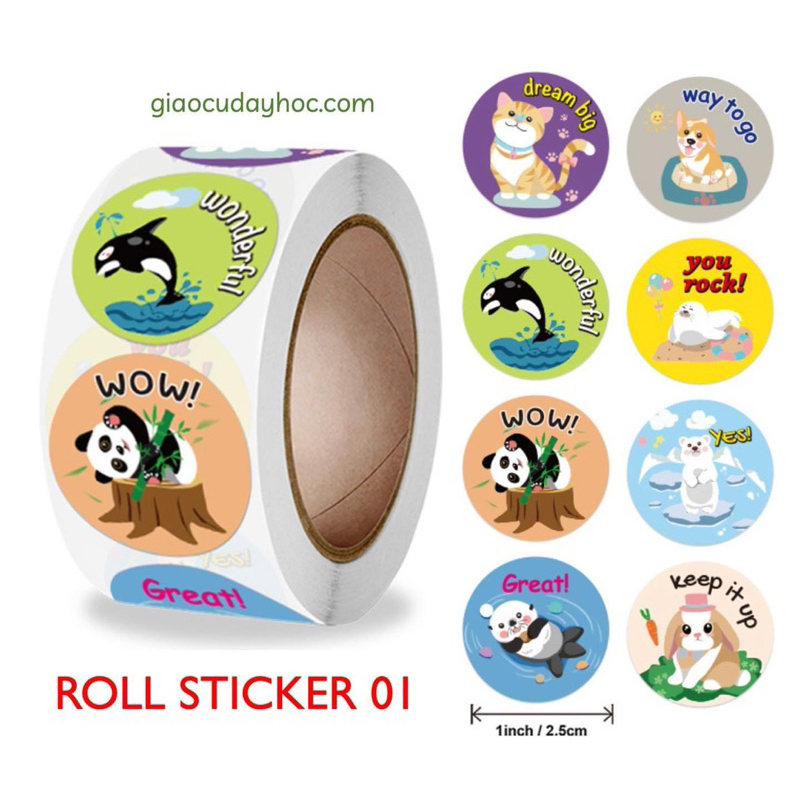 Sticker cuộn lời khen 500 sticker