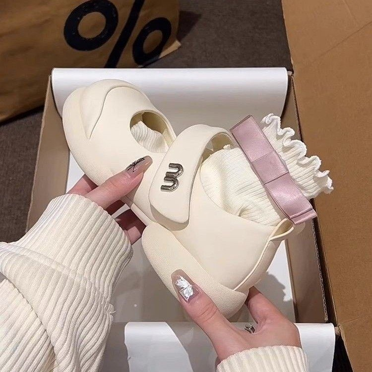 Giày búp bê nữ đế cao LUJI fullbox bản da mềm cao cấp - Giày lolita nữ quai dán dễ thương