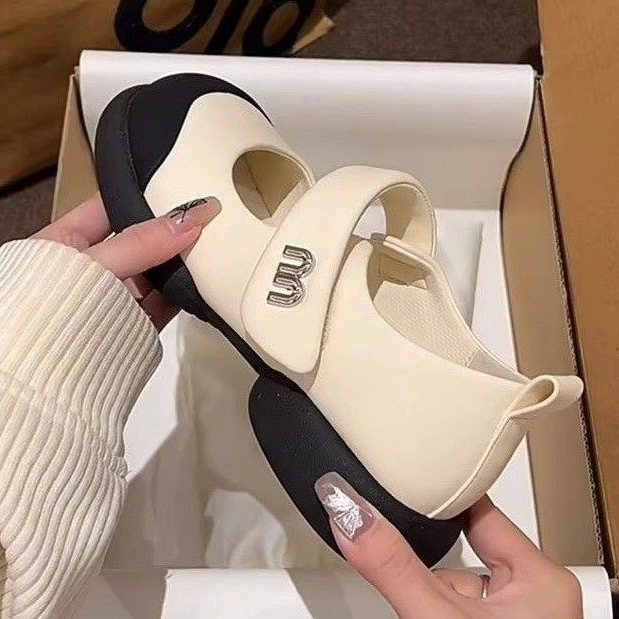 Giày búp bê nữ đế cao LUJI fullbox bản da mềm cao cấp - Giày lolita nữ quai dán dễ thương