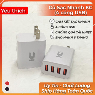 Củ Sạc Nhanh KC (4 Cổng Usb) - Hỗ Trợ Tất Cả Dòng Máy - Chống Quá Tải Nhiệt
