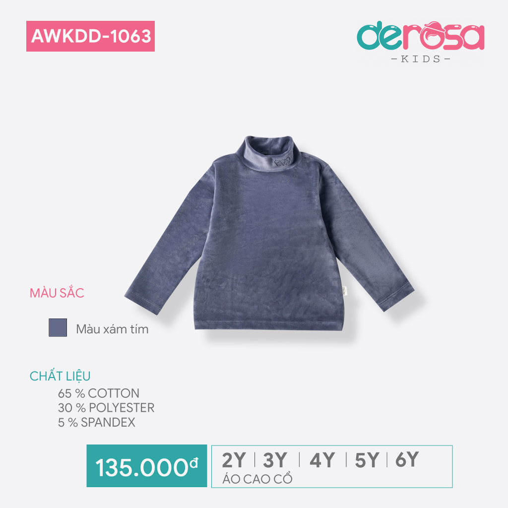 Áo cao cổ bé trai Derosa Kids cho bé từ 2 đến 6 tuổi AWKDD1063