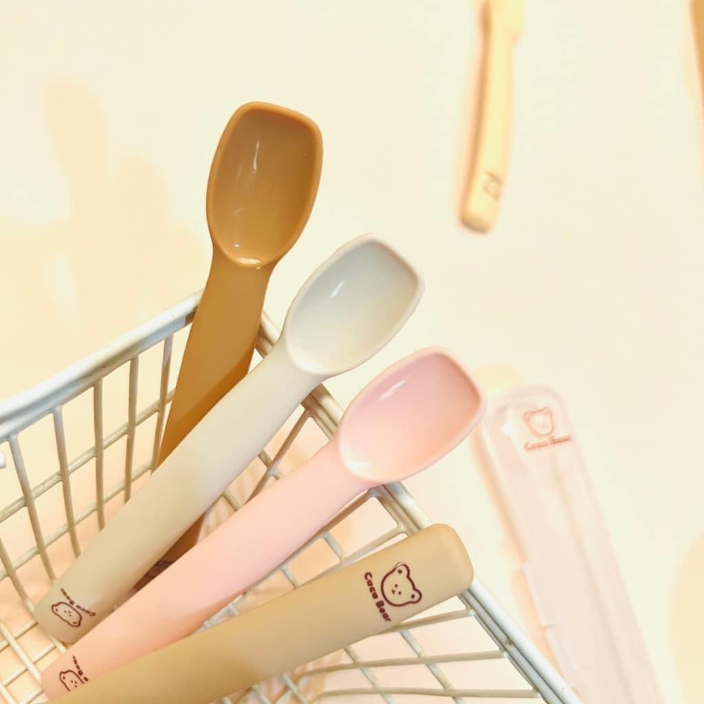 Thìa ăn dặm cho bé Cocobear phong cách Hàn Quốc, Thìa ăn dặm silicone cho bé từ 5m Lunakidsbaby