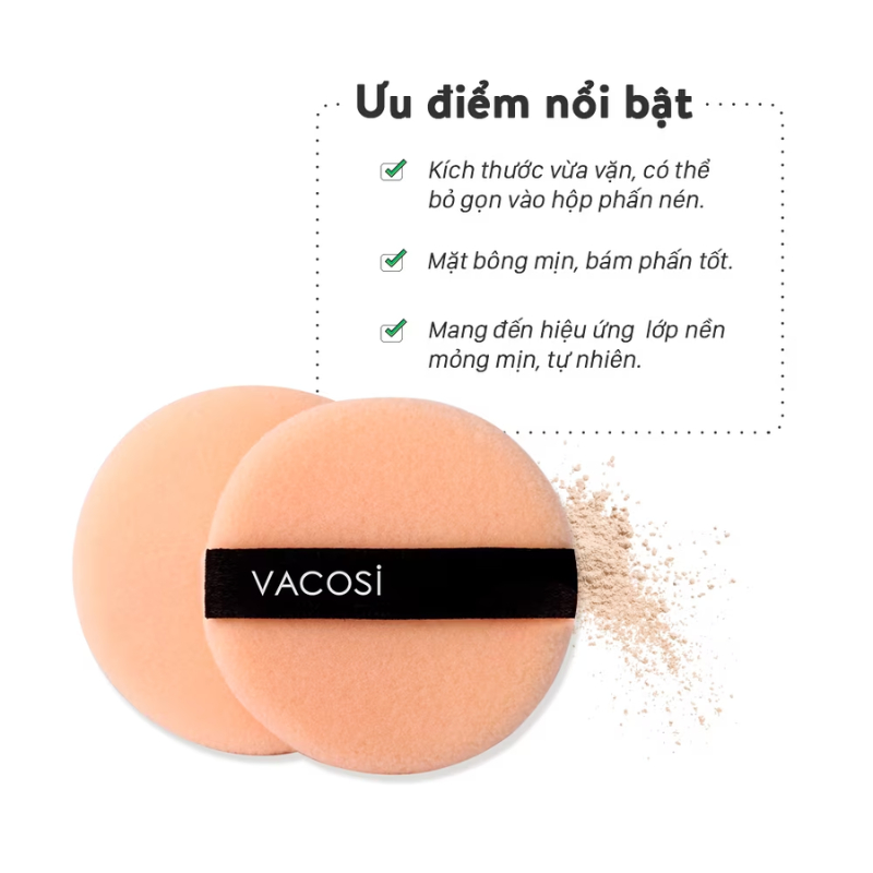 Bông Phấn VACOSI Khô Tròn Vuông