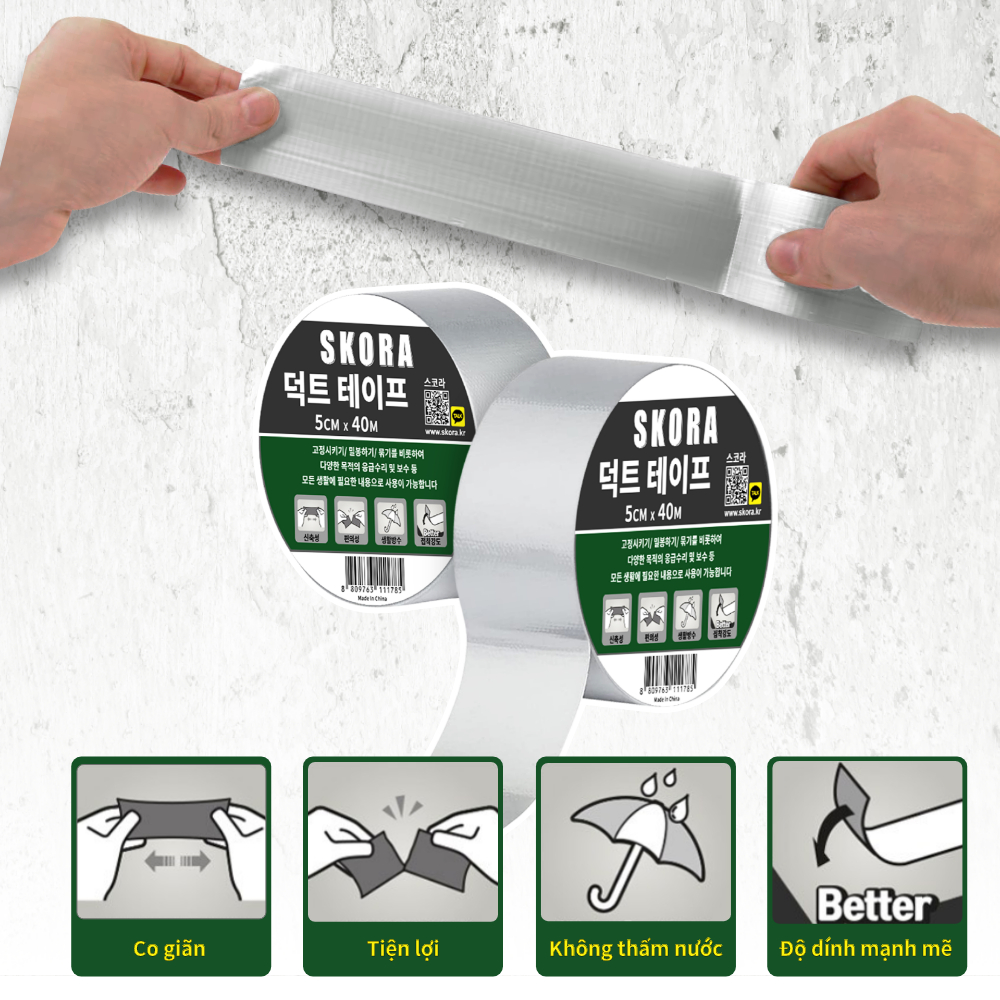 Băng keo đa năng siêu dính Skora 5cm x 40m đa năng tiện ích thương hiệu hàn quốc bảo hành 6 tháng