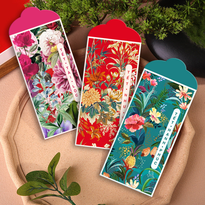 Combo 50 Phong bao Lì Xì chủ đề Hoa Tết