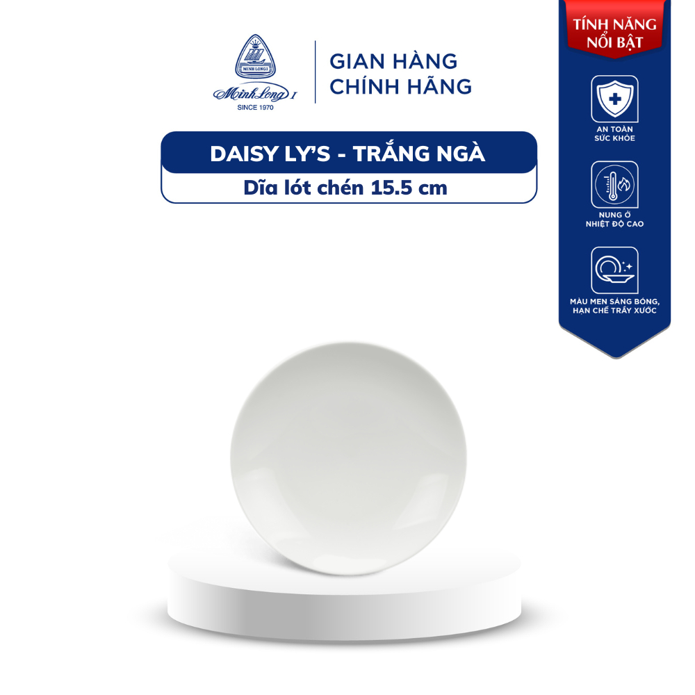 Dĩa Lót Chén Cơm Sứ Minh Long 15.5 cm - Daisy Ly's - Trắng Ngà