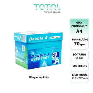 Giấy A4 Double A định lượng 70gsm - thùng 5 ram