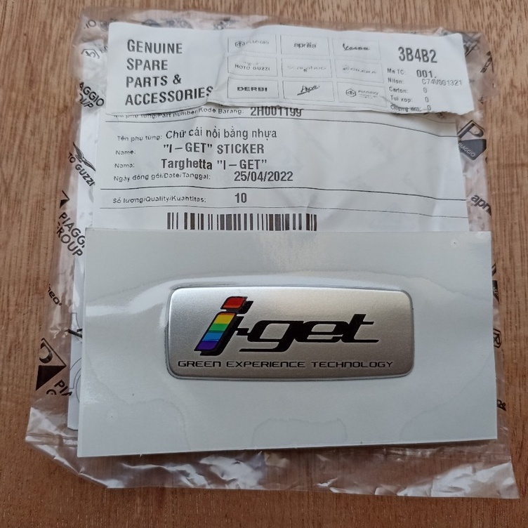 Tem chữ iget cho xe vespa đời iget
