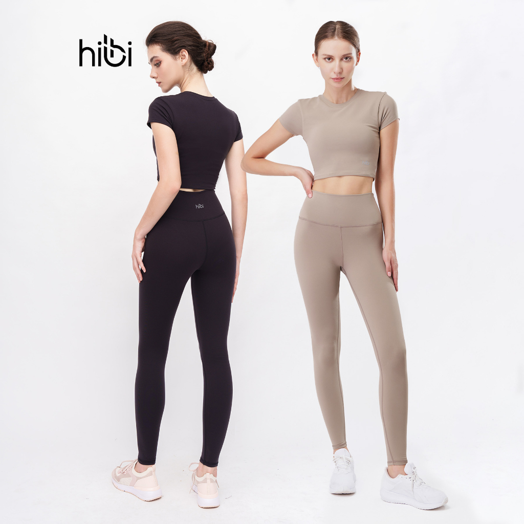 Set Đồ Tập Yoga Gym Hibi Sports H147 Áo Croptop Có Tay Kèm Mút Ngực, Quần Lưng Cao Tôn Dáng, Chất Vải Hi Fabric