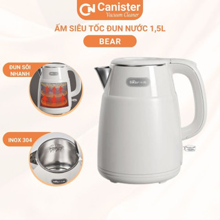 Ấm siêu tốc Bear, ấm đun nước chính hãng dung tích 1.5L chất liệu inox 304 tiết kiệm điện