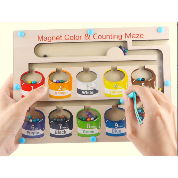 Bộ đồ chơi bảng gỗ hạt từ tính montessori cho bé - đồ chơi hút nam châm gỗ giúp bé tăng khả năng tập trung trí não