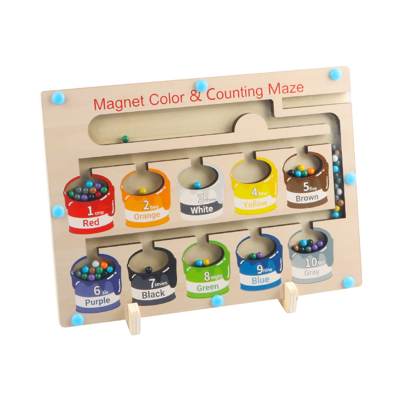 Bộ đồ chơi bảng gỗ hạt từ tính montessori cho bé - đồ chơi hút nam châm gỗ giúp bé tăng khả năng tập trung trí não