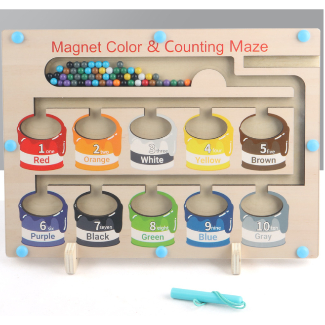 Bộ đồ chơi bảng gỗ hạt từ tính montessori cho bé - đồ chơi hút nam châm gỗ giúp bé tăng khả năng tập trung trí não