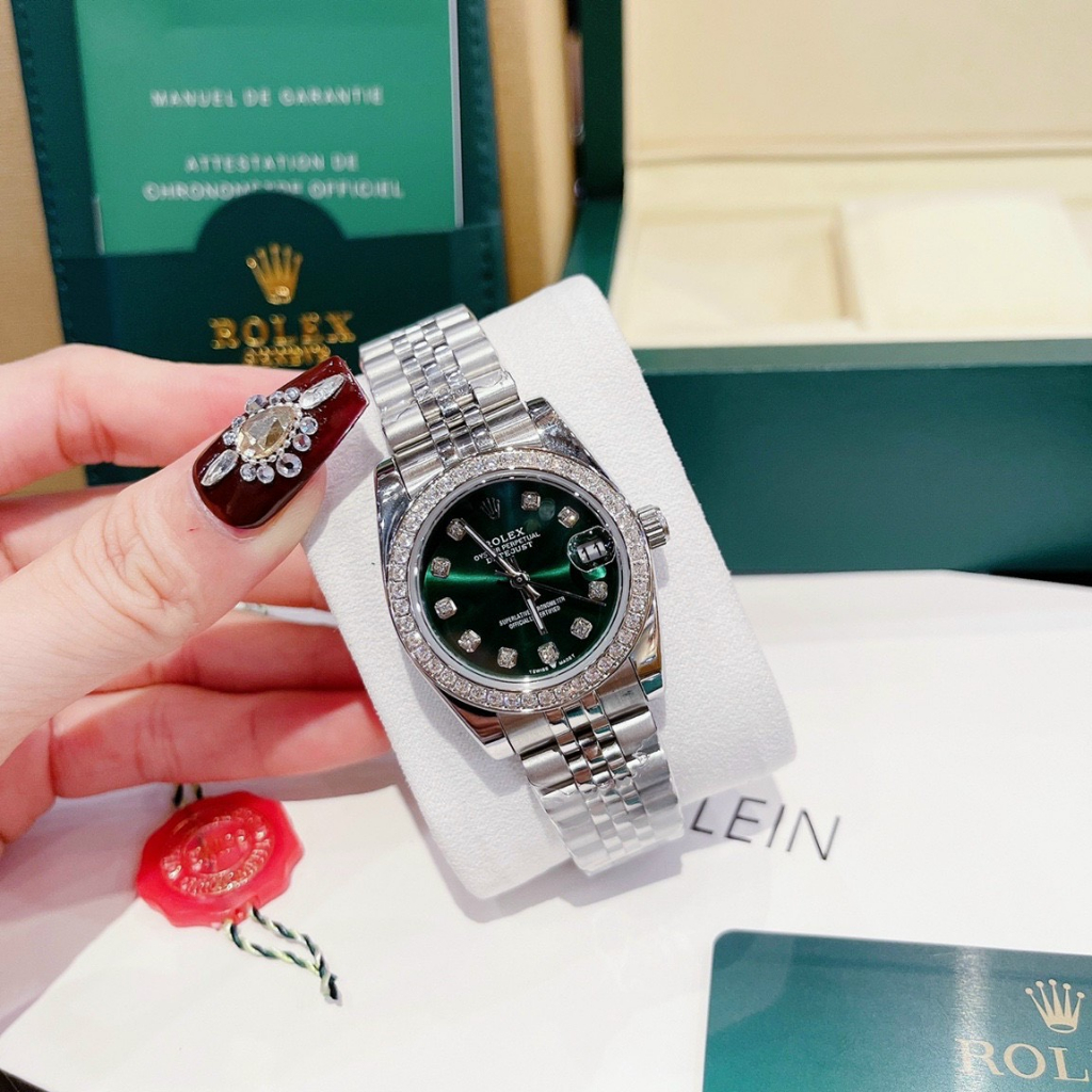 Đồng hồ nữ Rolex DateJust 32mm máy quartz, viền đá CZ