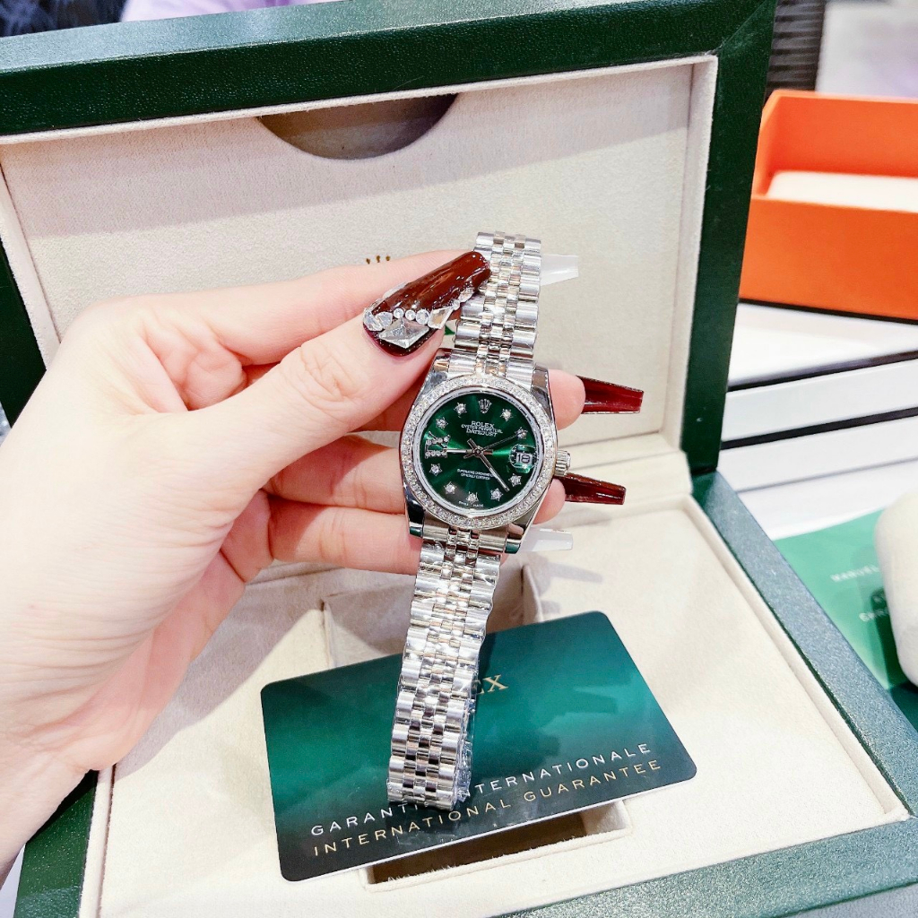 Đồng hồ nữ Rolex DateJust 32mm máy quartz, viền đá CZ