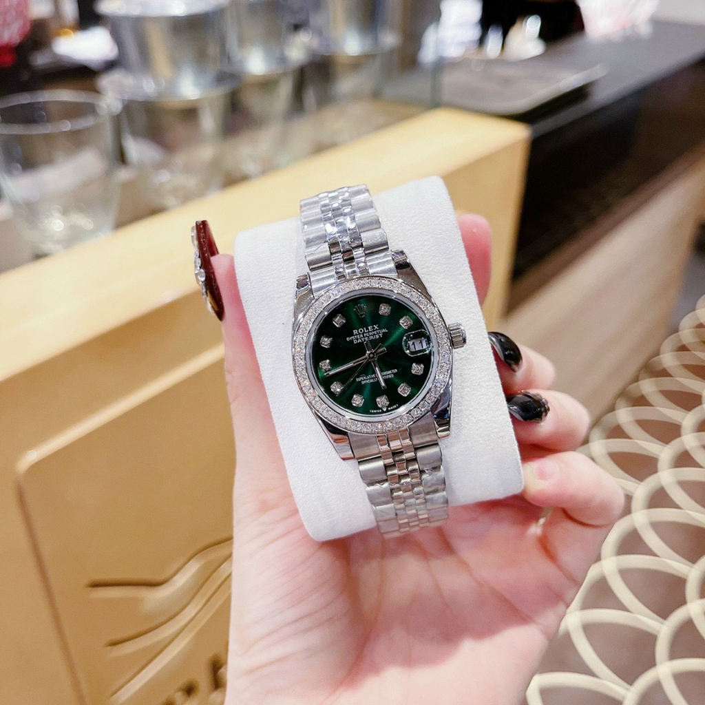 Đồng hồ nữ Rolex DateJust 32mm máy quartz, viền đá CZ