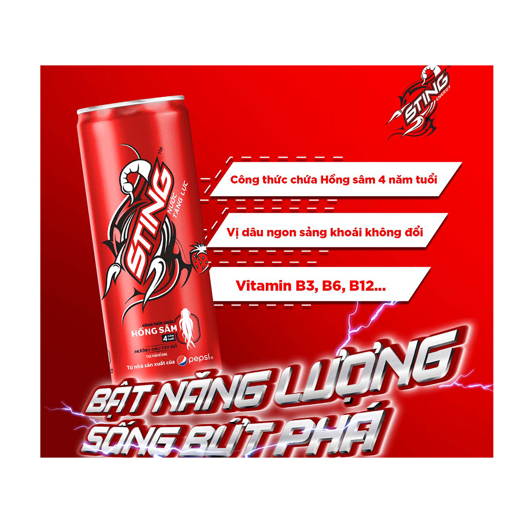 Sting dâu lon Thùng 24 lon x 330ml