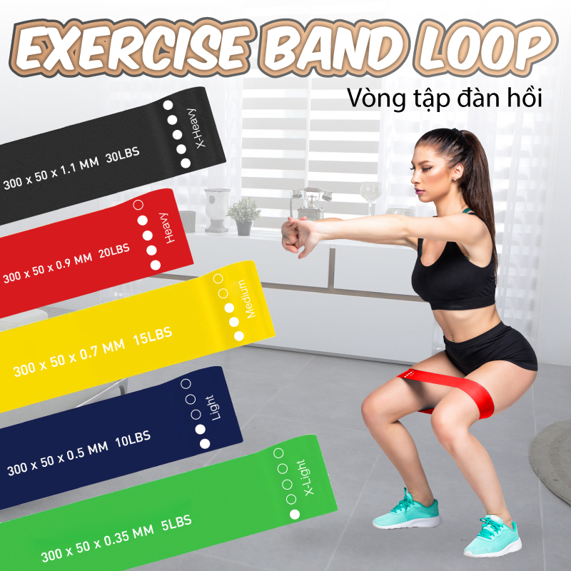 BG Dây đàn hồi kháng lực tập Gym Yoga Thái Lan cao cấp đa năng mới 2023 MÀU XANH LÁ (S) 4-6KG HOT