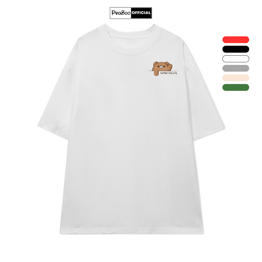 Áo Thun Nữ, Áo Phông Unisex By PEABOO Mã TN BST09 In Hình Mini Chất Cotton Thoáng Mát Form Rộng Tay Lỡ Cho Nam Nữ