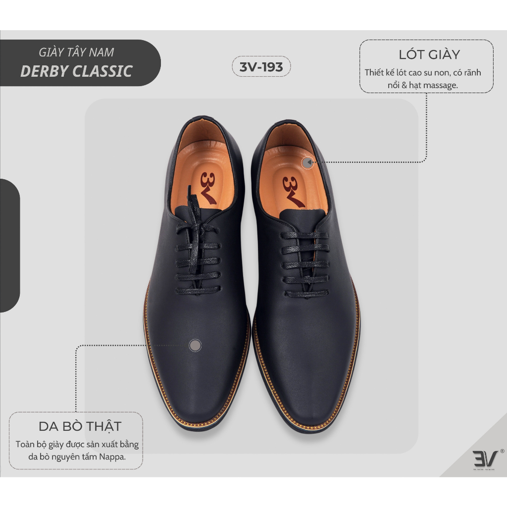Giày công sở nam buộc dây sang trọng 3V193