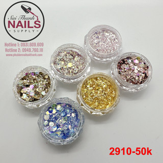 Set trang trí 6 ô-nhũ+nhũ vảy cá mix