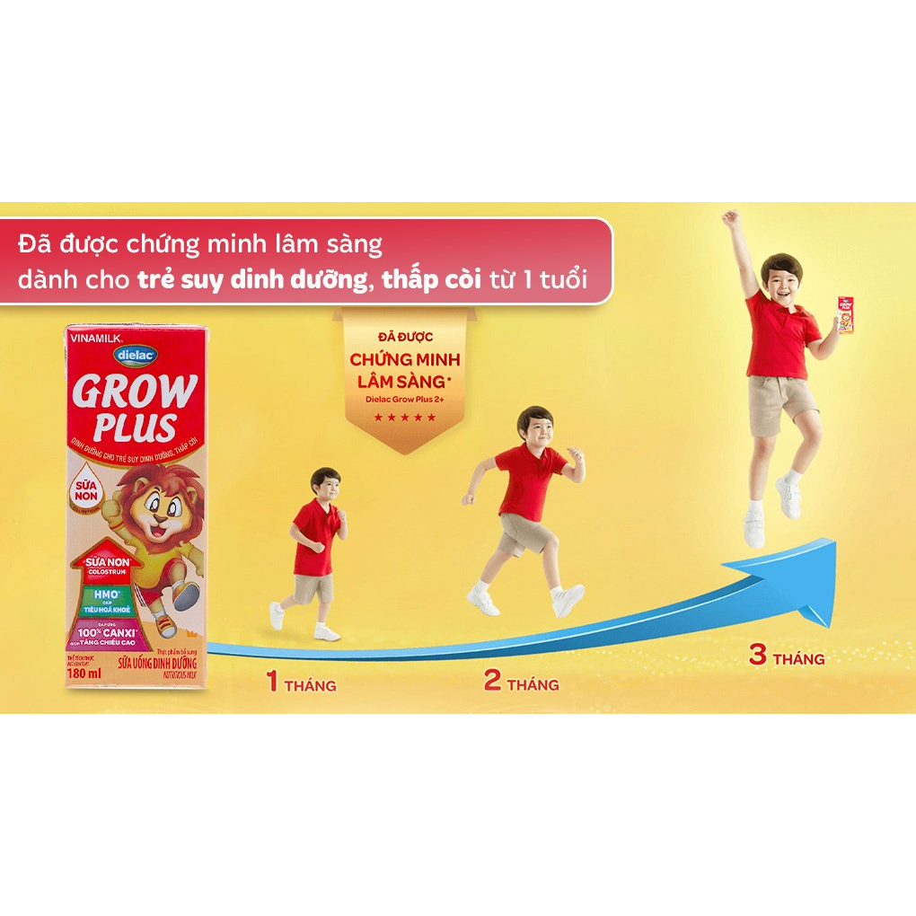 Lốc 4 hộp sữa non pha sẵn Dielac Grow Plus 180ml