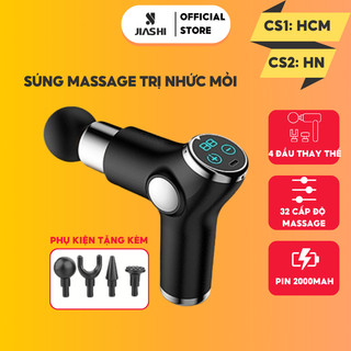 Súng massage mini cầm tay JIASHI, máy mát xa toàn thân đa năng thông minh 4 đầu 32 chế độ màn hình cảm ứng SMS02
