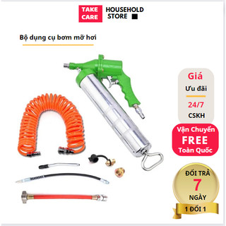 Bộ dụng cụ bơm mỡ hơi động cơ xe, máy móc thiết bị; bơm mỡ hơi, khí nén tặng kèm 2 vòi bơm, súng bơm mỡ bò,