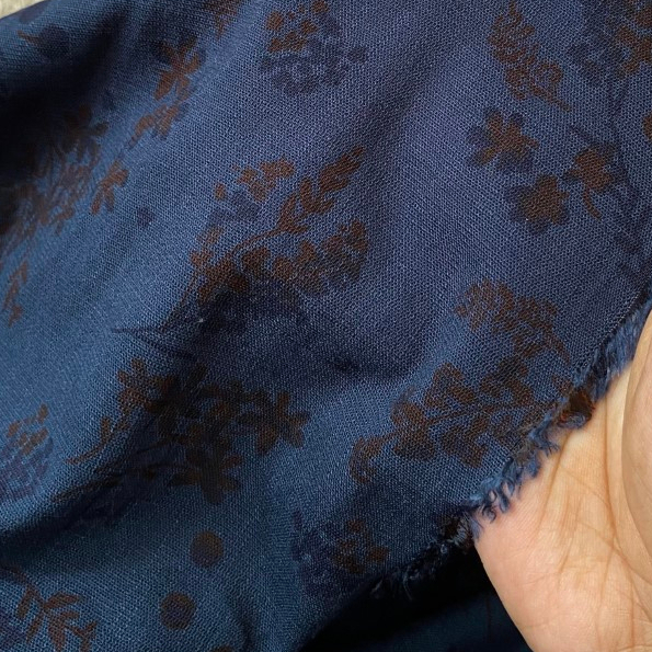 Vải Linen Thun Cotton 100%Xanh Đen Hoa Nhí Khổ 1m5 - Giãn 2 Chiều, Mềm Mại - May Áo Sơ Mi, Đầm, Váy, Áo Kiểu, Bộ