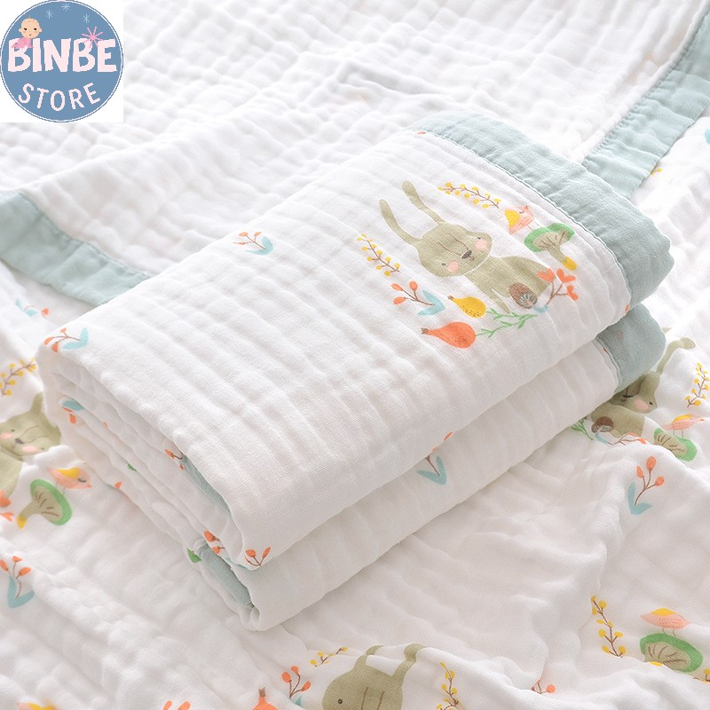 Khăn tắm cho bé, khăn xô tắm cho bé sơ sinh 6 lớp bo viền size 110*110cm cao cấp Binbestore