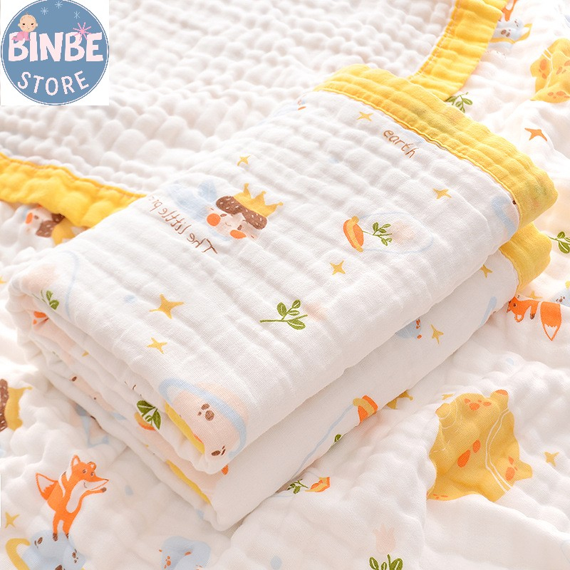 Khăn tắm cho bé, khăn xô tắm cho bé sơ sinh 6 lớp bo viền size 110*110cm cao cấp Binbestore