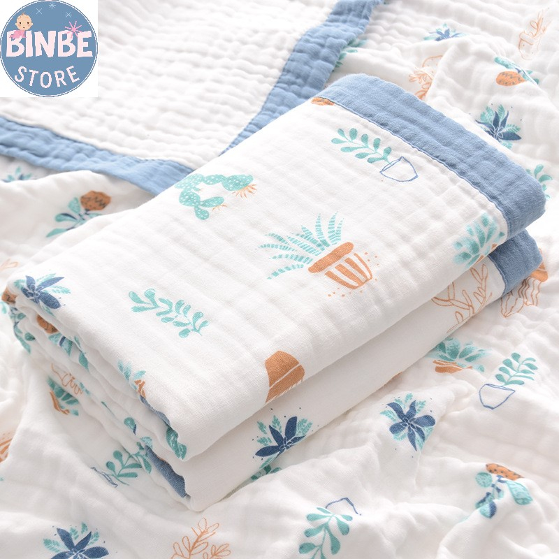 Khăn tắm cho bé, khăn xô tắm cho bé sơ sinh 6 lớp bo viền size 110*110cm cao cấp Binbestore